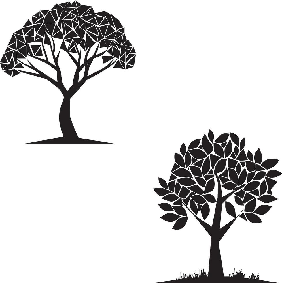 Tall Tree silhouette on white background vector