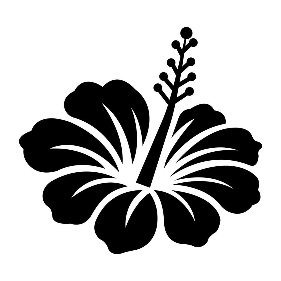 Black hibiscus flower icon isolated on white background vector