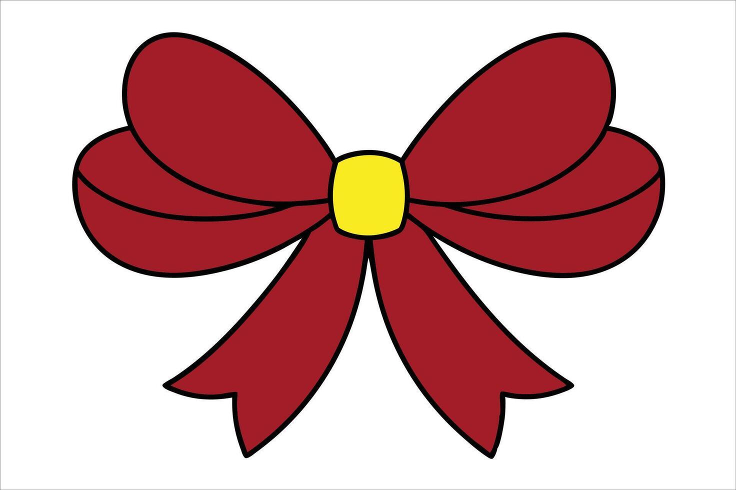 A red bow with a yellow center vector