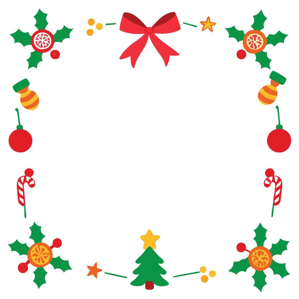 Christmas frame with holly berries and candy canes vector