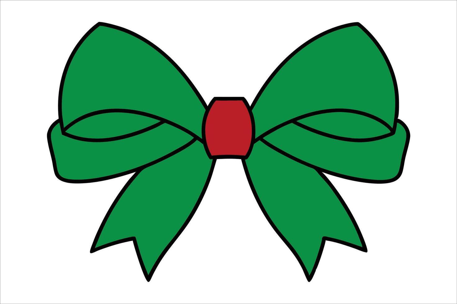 A green bow with red ribbon on a white background vector