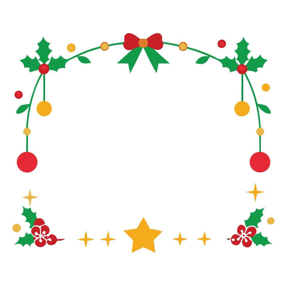 Christmas frame with holly leaves and stars vector