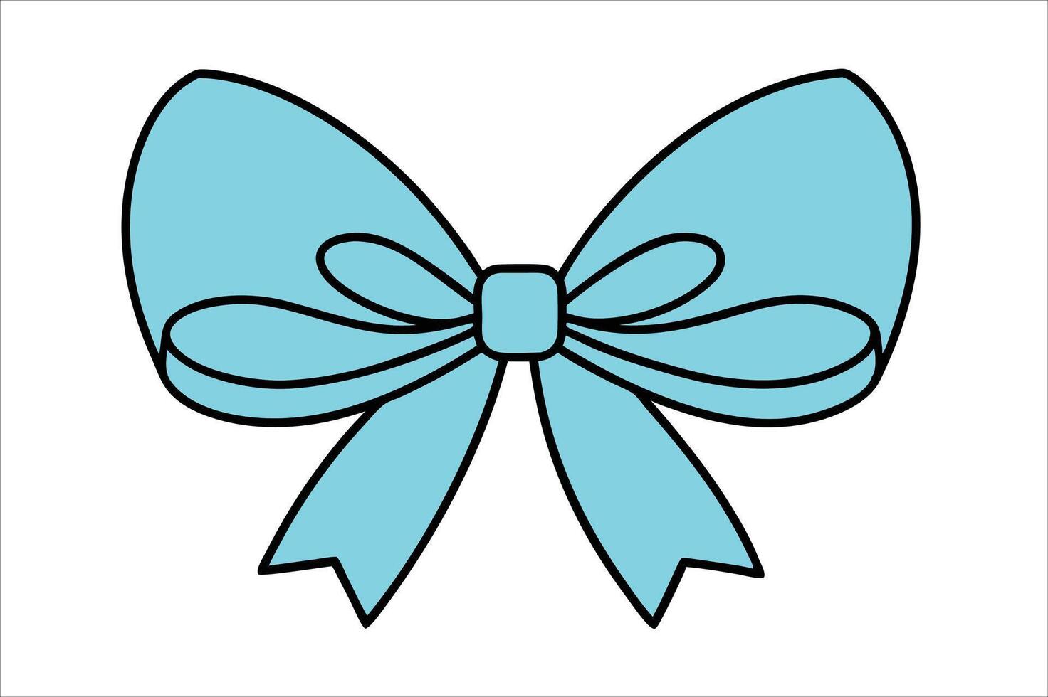 A blue bow with a black outline vector