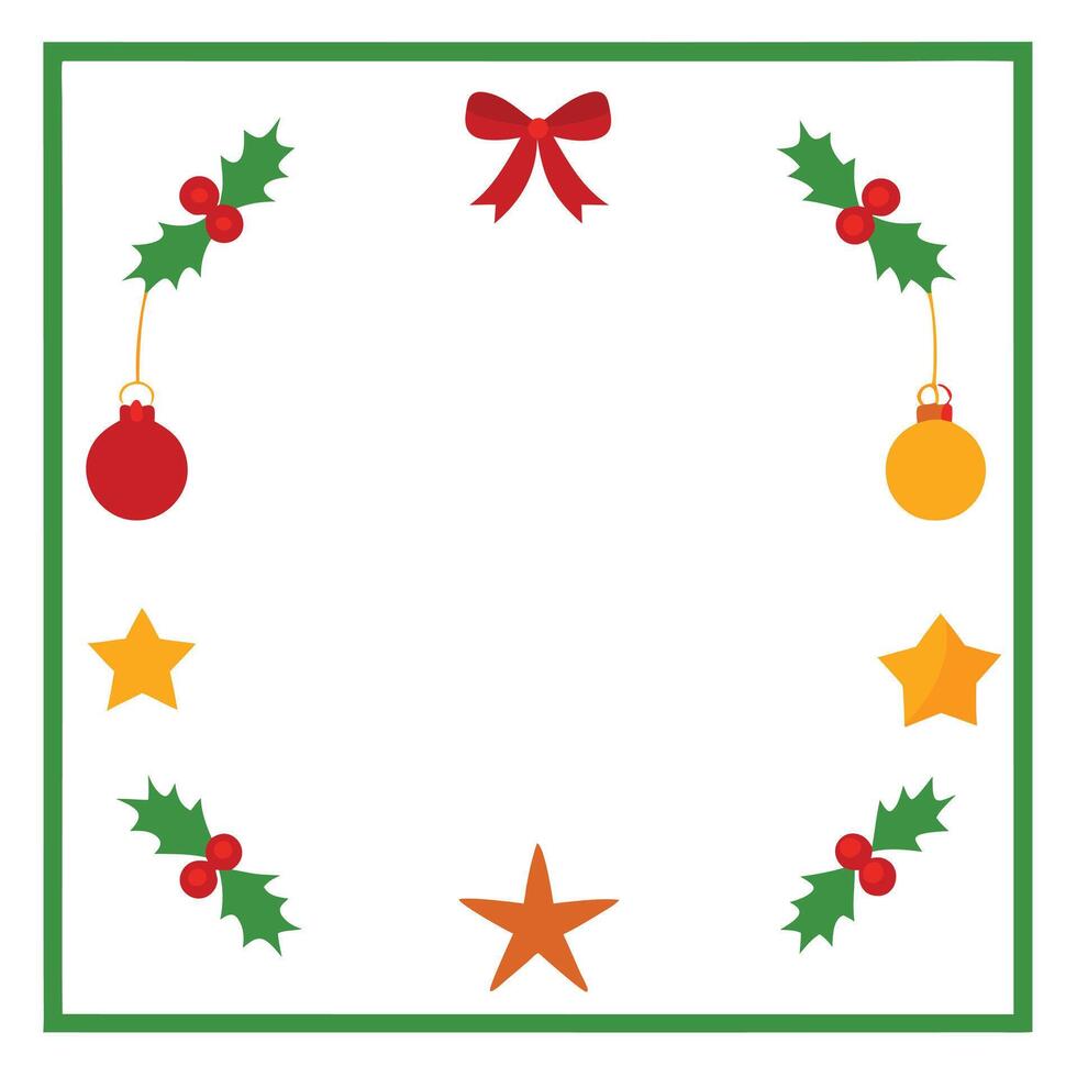 Christmas frame with holly berries and stars vector