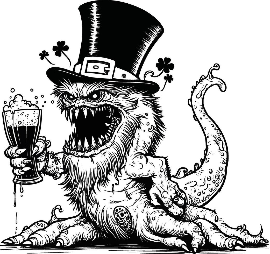 Festive Monster Cheers vector