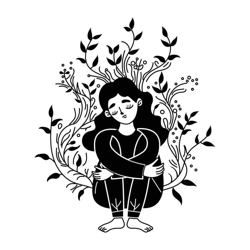 Nature hug illustration in hand drawn style vector