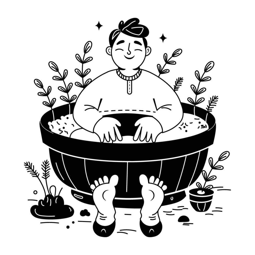 Hand drawn illustration of foot spa vector