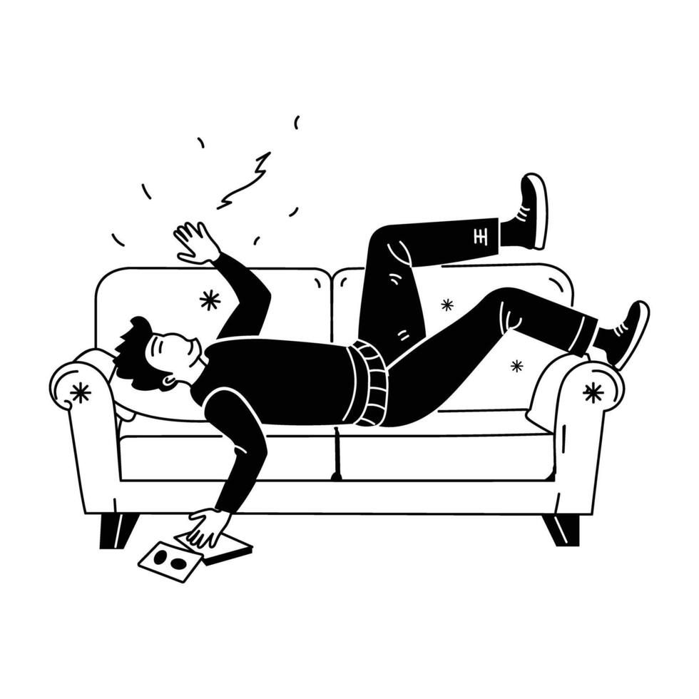 A hand drawn illustration of a person wants to stop time vector