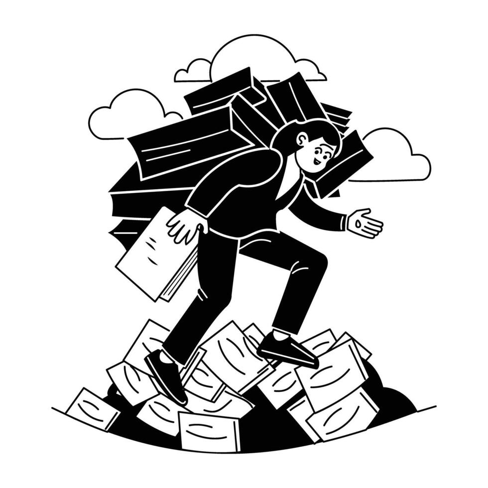 Hand drawn illustration of a person having work stress vector
