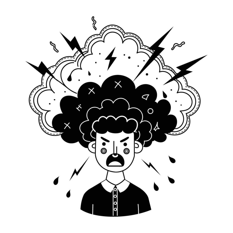 A person having stress, hand drawn illustration vector