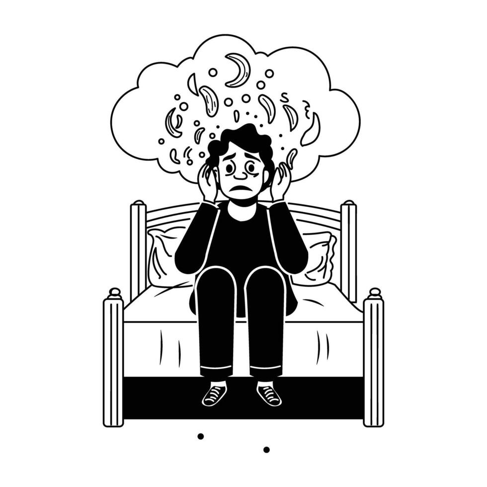 Hand drawn illustration of sleepless night vector
