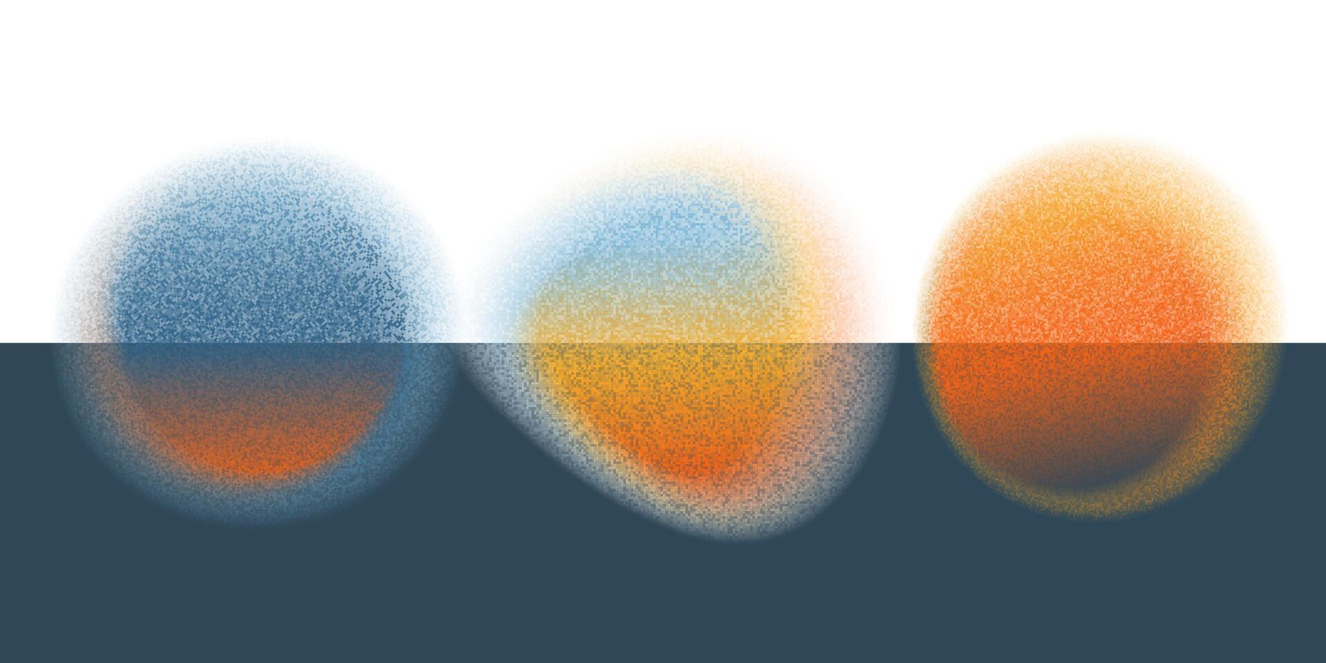 Abstract gradient circle blobs set. Grainy watercolor blend circle form shape isolated on transparent background. Vibrant color blending design template vector