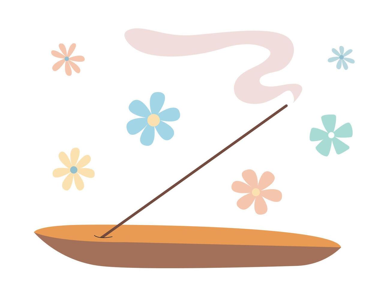 Scented aroma stick on a wooden stand illustration vector
