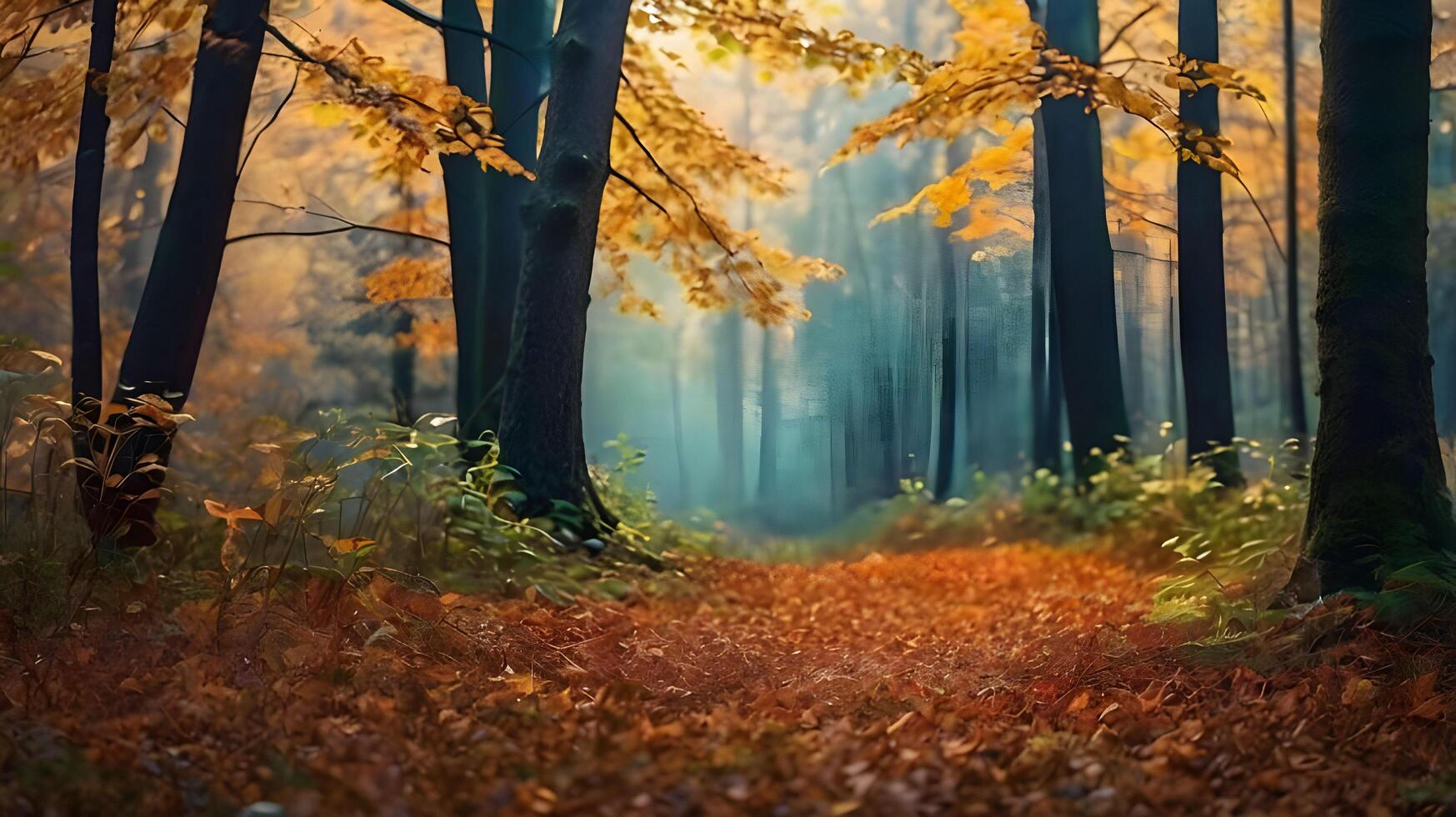 a breath taking realistic photo of forest Autumn Background Artistic Wallpaper Fairytale Dream Tree Beautiful Nature Lands