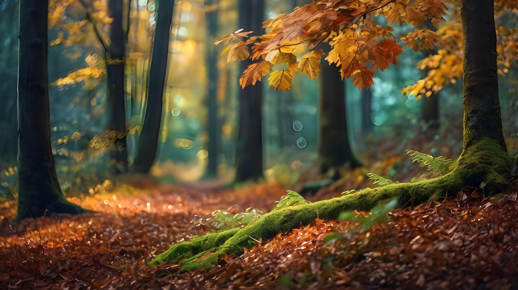 a breath taking realistic photo of forest Autumn Background Artistic Wallpaper Fairytale Dream Tree Beautiful Nature Lands