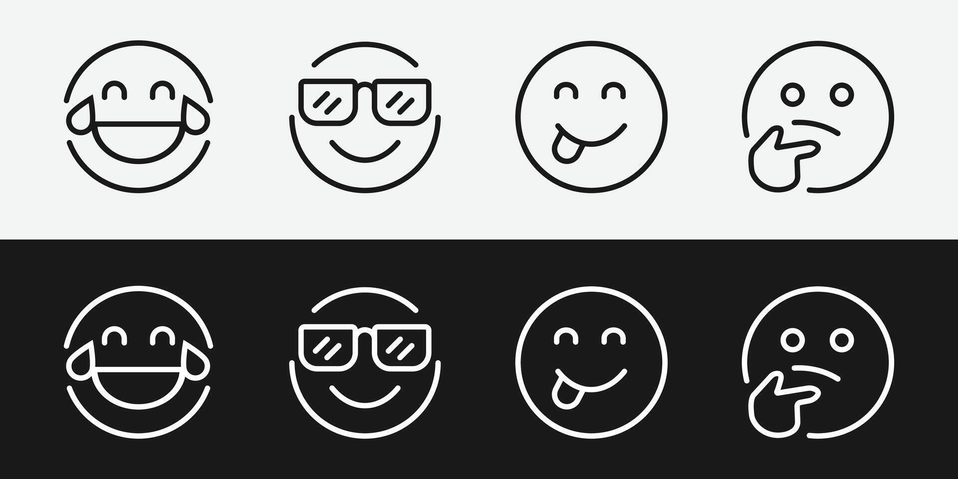 Emoji icon collection containing happy emotion, sad, smiling, surprised, angry, relaxed, confused, laughing, excited and shocked emoticon. vector