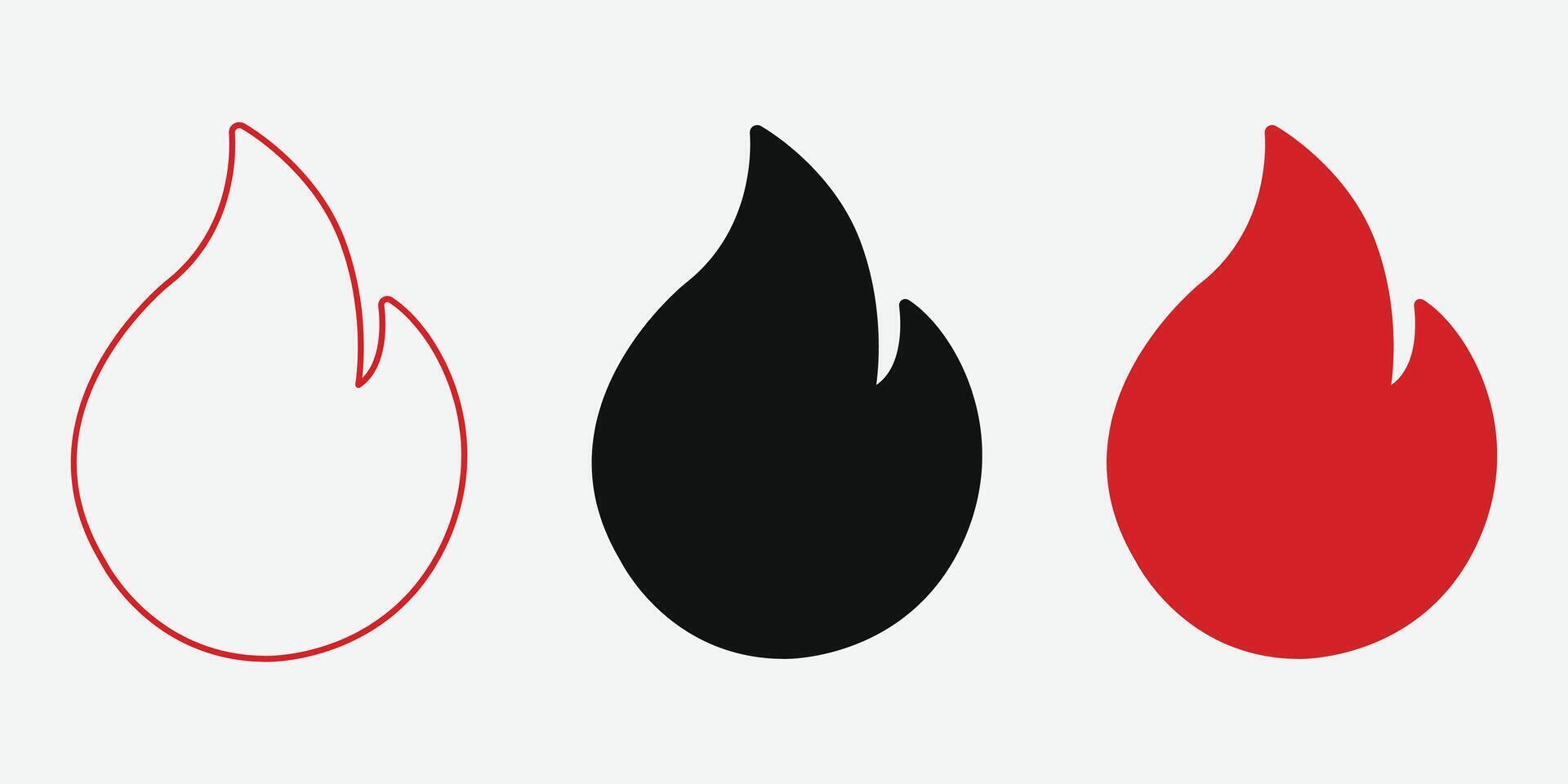 Fire sign. Fire flame icon isolated on white background. vector