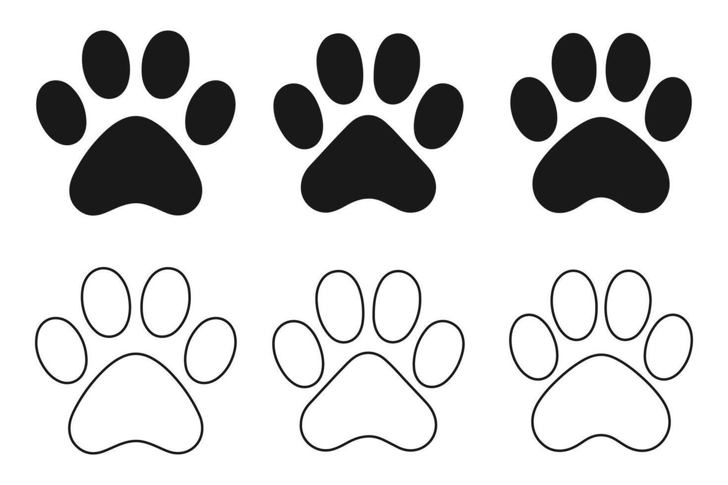 Paw Print Icon Set. Paw Print Silhouette Collection vector