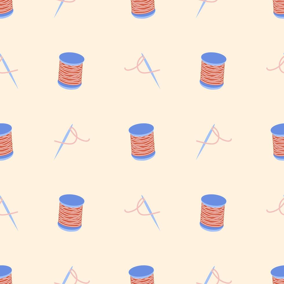 Sewing needle with thread. Seamless pattern. Tailoring. print for design. vector