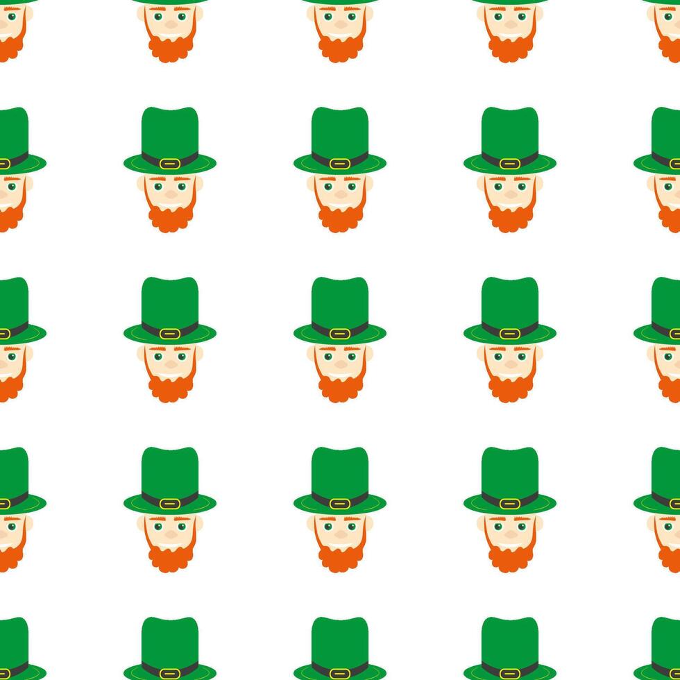 St patrick man. Party decoration. Funny St. Patrick's leprechaun. Party invitation. seamless design. Traditional design. vector