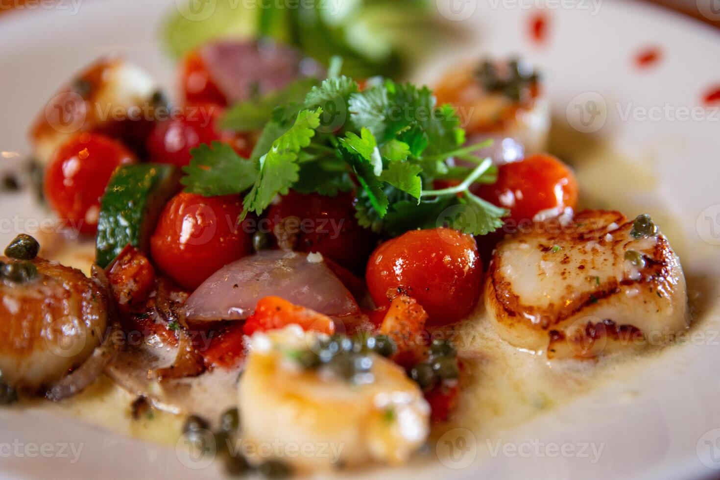 Seared Scallops with butter sauce photo