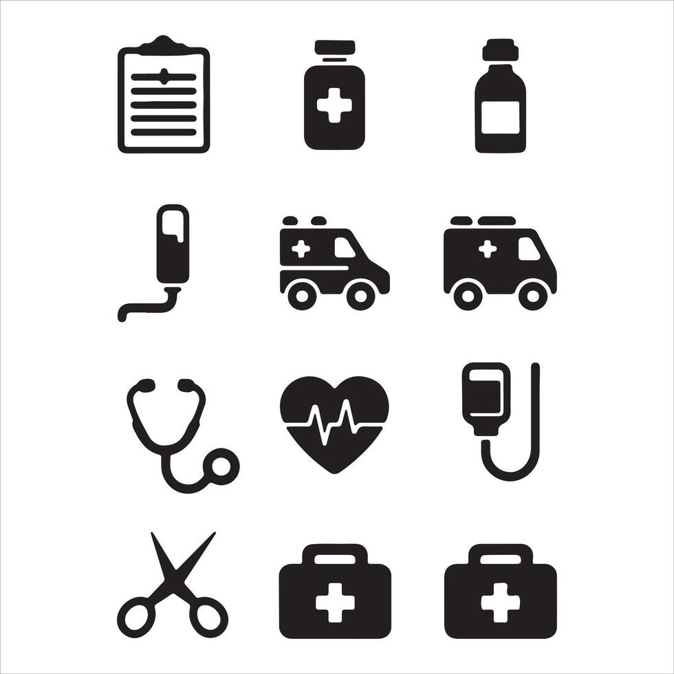 Medical and Healthcare Icon Set Collection vector