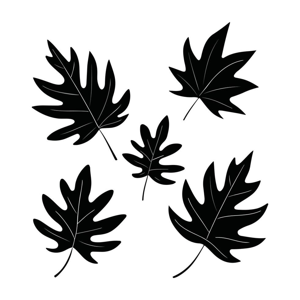 a set of leaf silhouette art vector