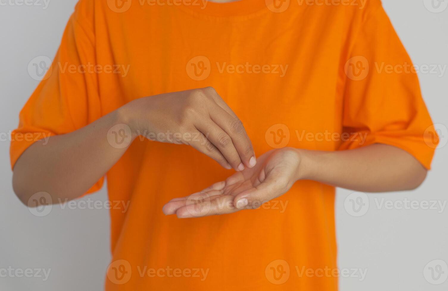 A person cupping their hands to catch something. Deaf sign symbol photo