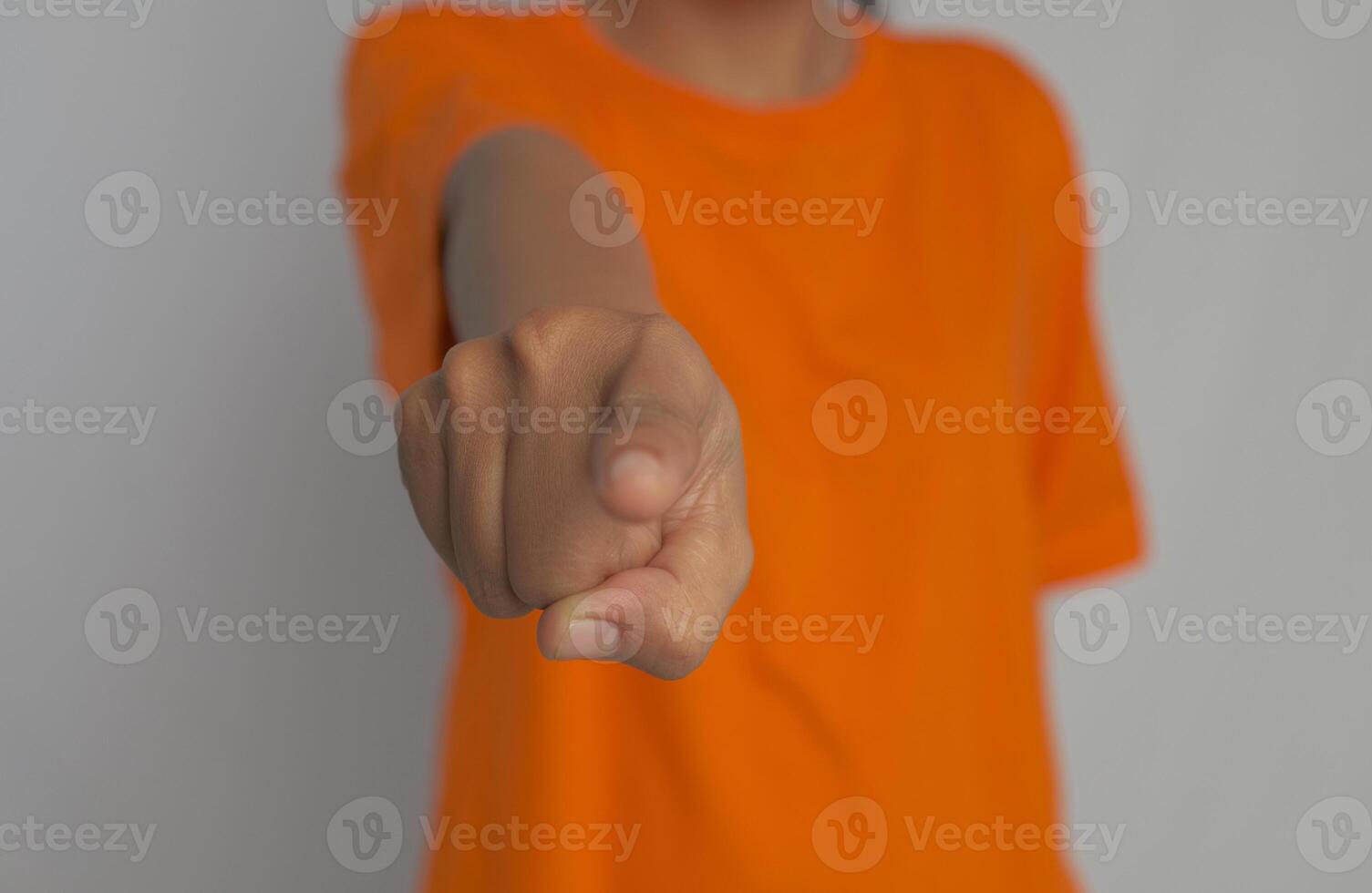 A person pointing with their index finger. Sign language photo