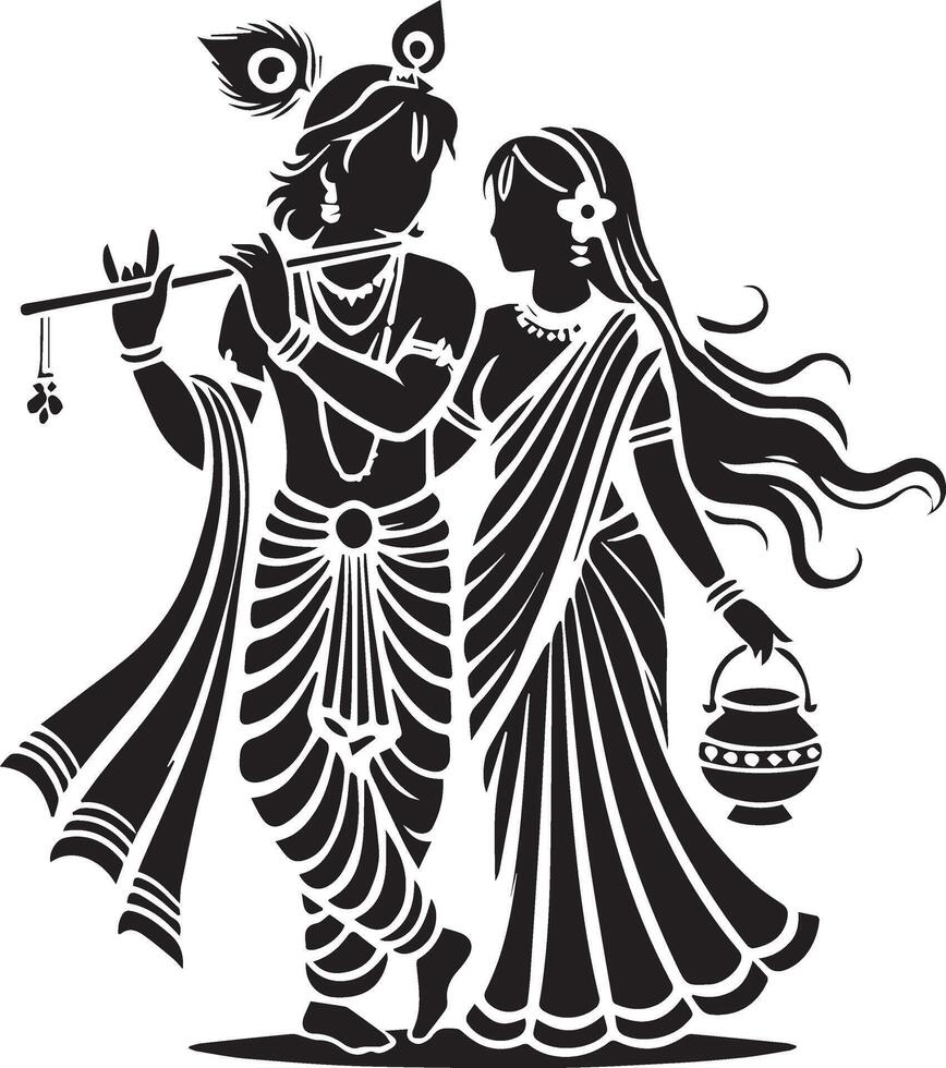 Radha and krishna vector