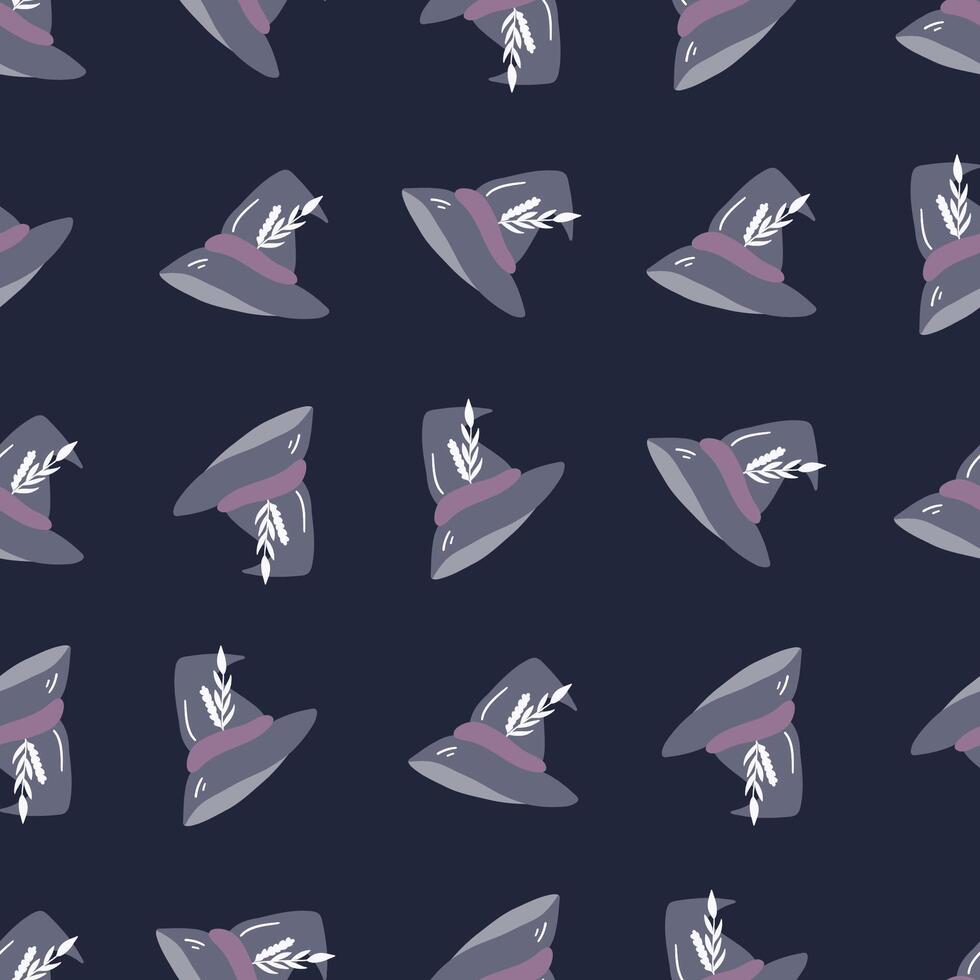 Witch hat seamless pattern. Spooky halloween. Hand drawn illustration vector