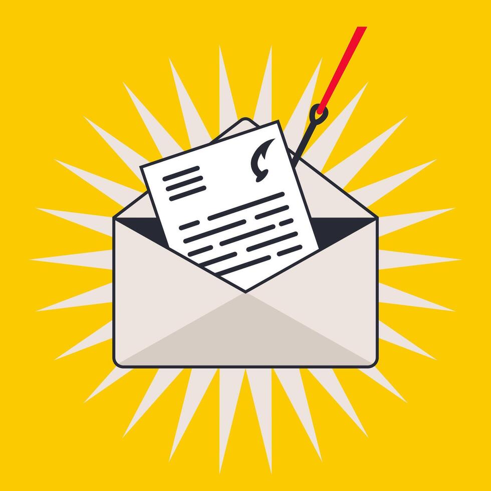 email and information phishing. identity theft. envelope with data vector