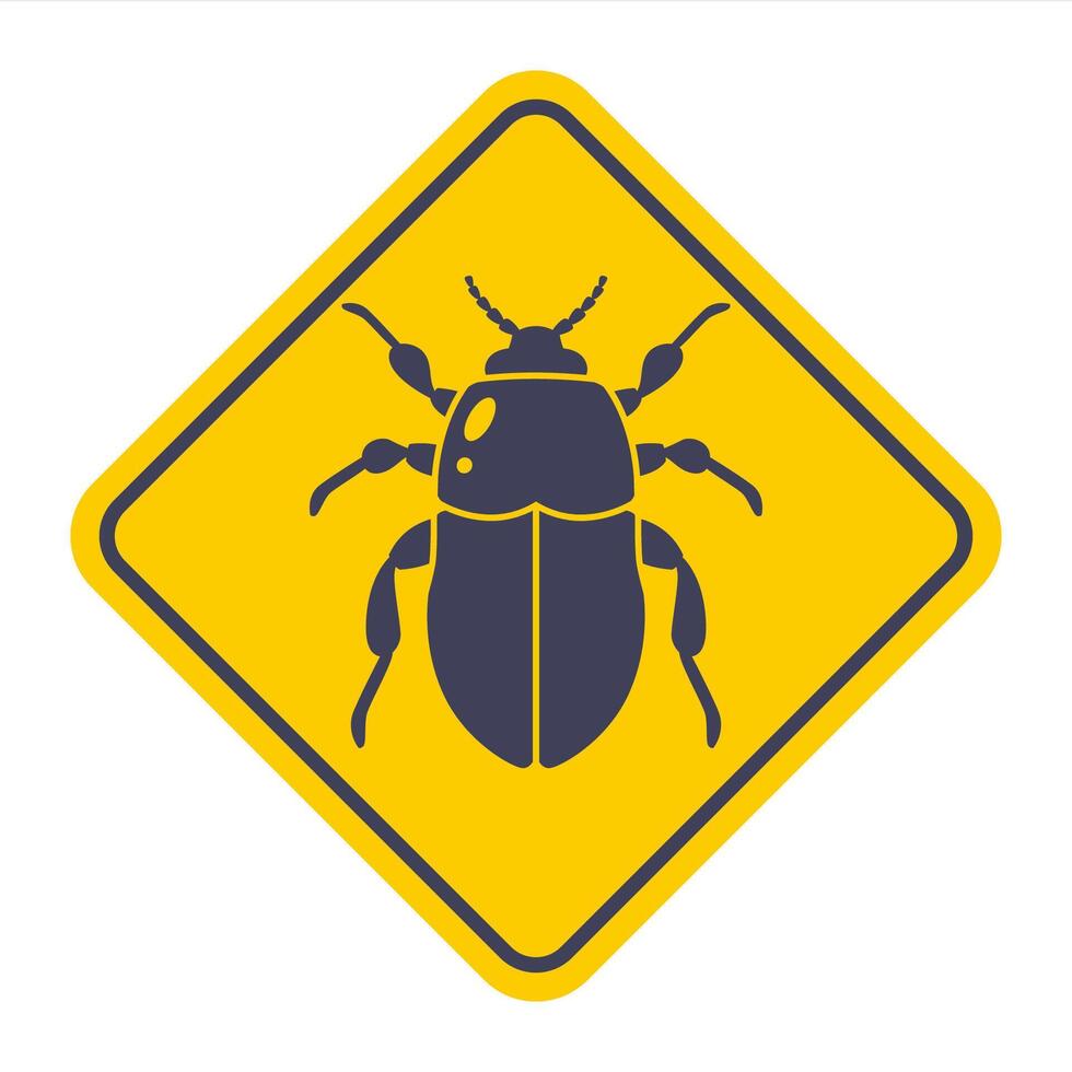 This black beetle icon is a stylized silhouette of a beetle. vector