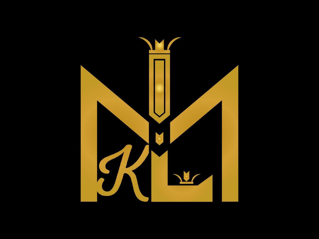 MKL Simple and modern monogram golden color logo. MKL Abstract Alphabet Design. vector
