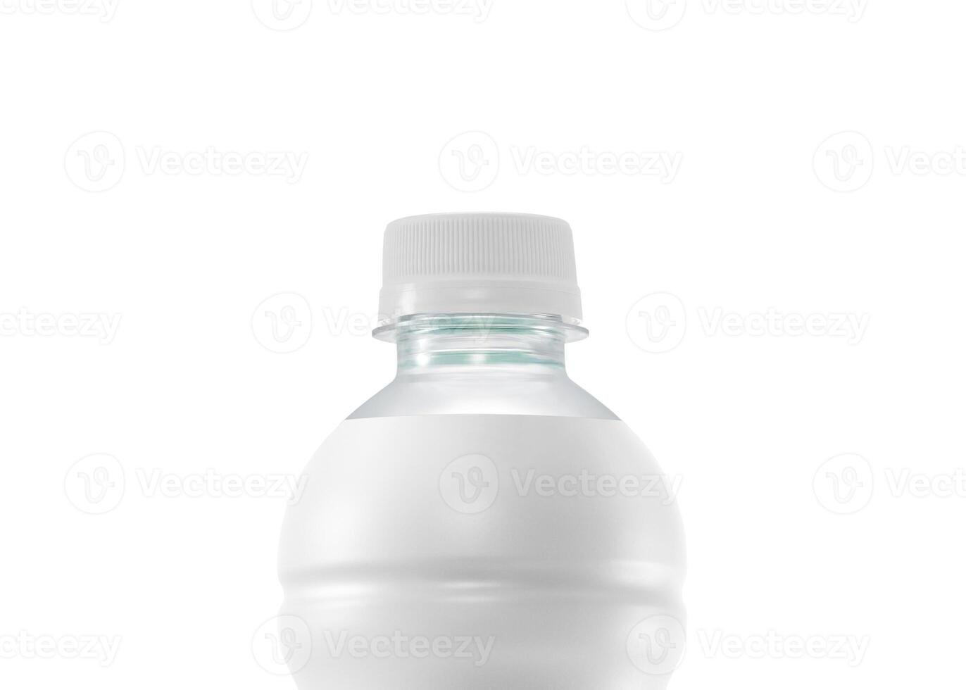 Empty white plastic bottle, sample packaging bottle top. photo