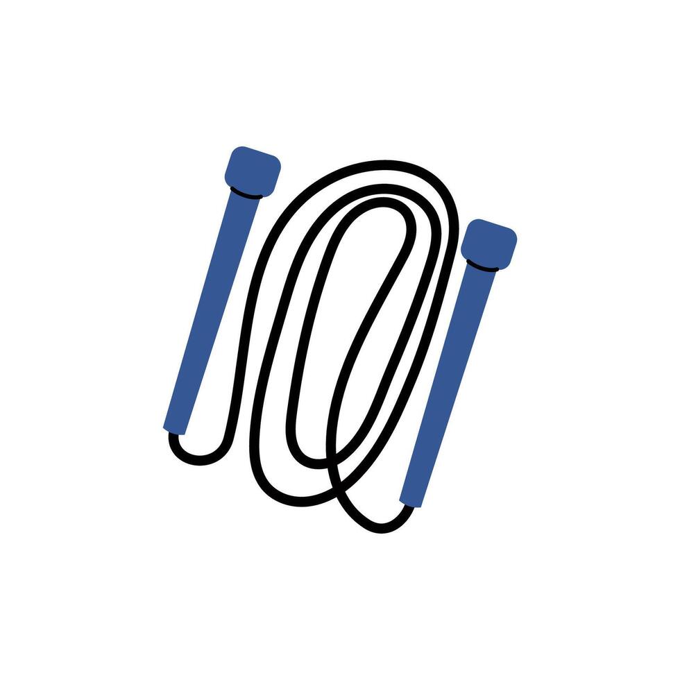 A blue skipping rope rests on a flat background, ready for an energetic workout session vector