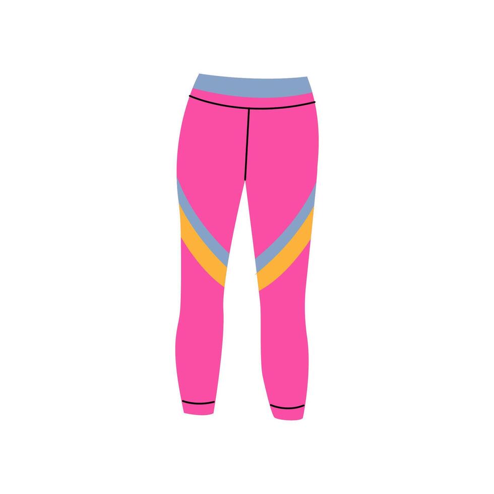 Bright and colorful activewear leggings featuring bold geometric patterns suitable for exercise vector