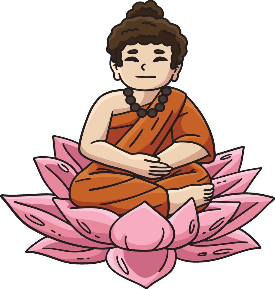 Buddhism Buddha Sitting on Lotus Flower Clipart vector