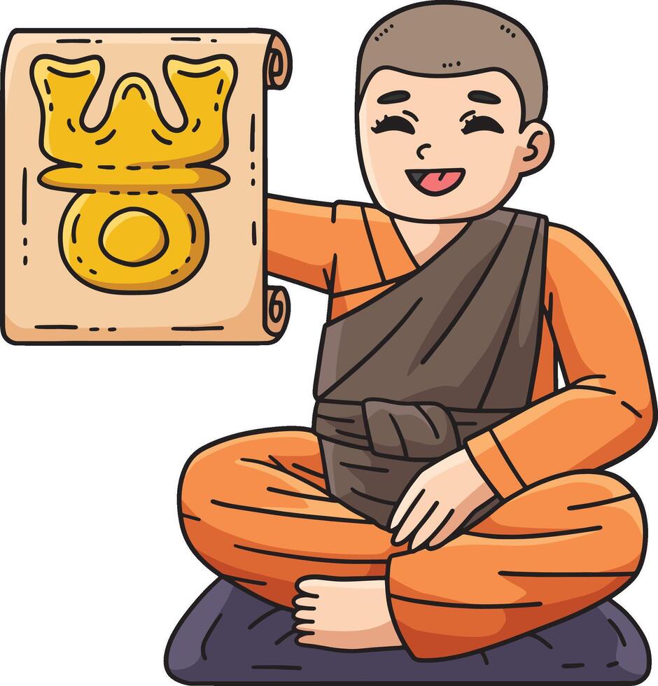 Buddhism Buddhist Monk Triratna Scroll Clipart vector