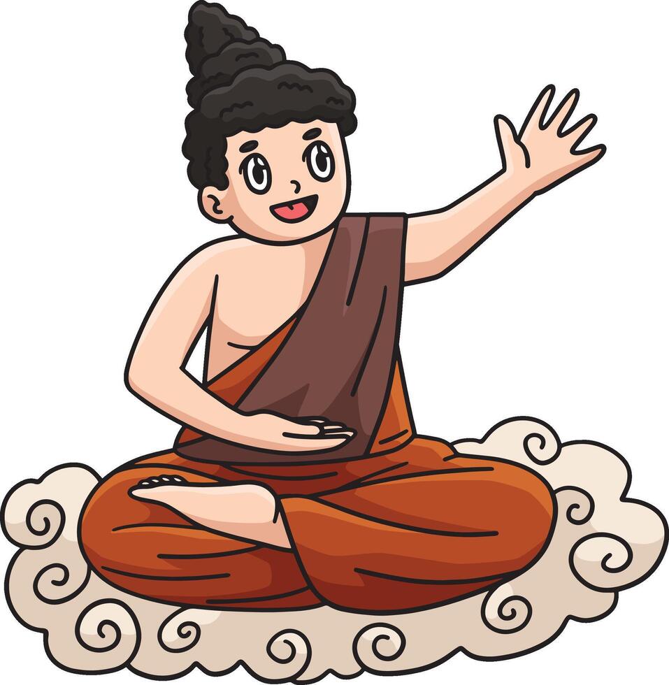 Buddhism Buddhist Buddha Sitting on Cloud Clipart vector