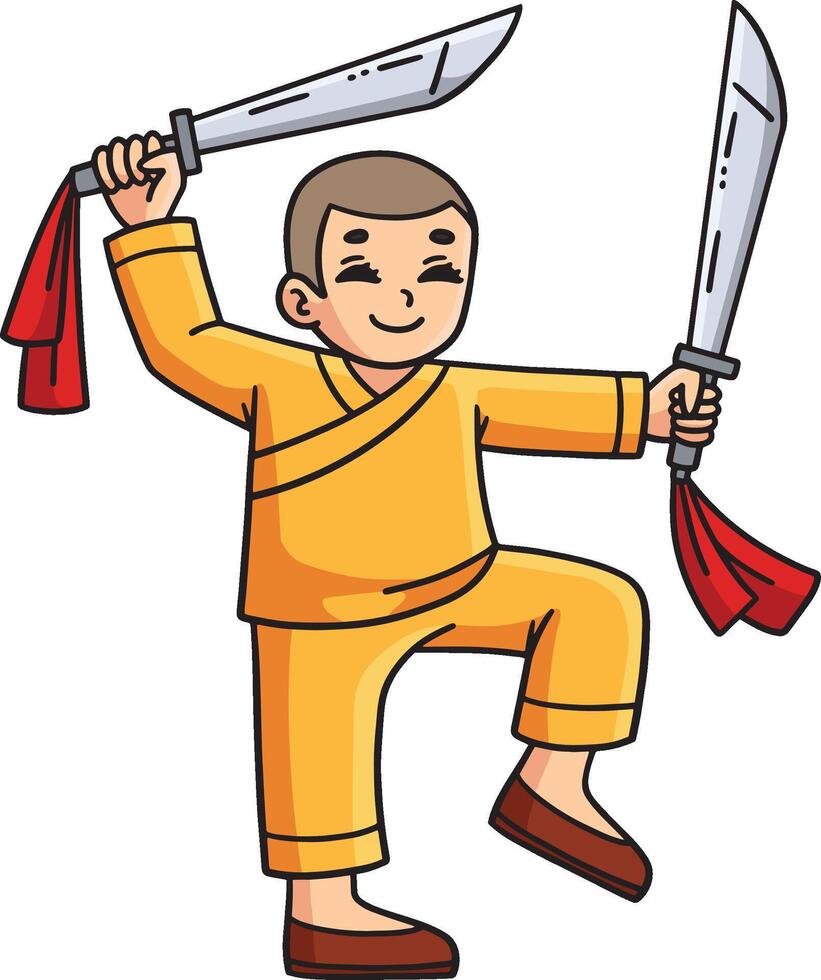 Buddhism Buddhist Female Shaolin Blades Clipart vector