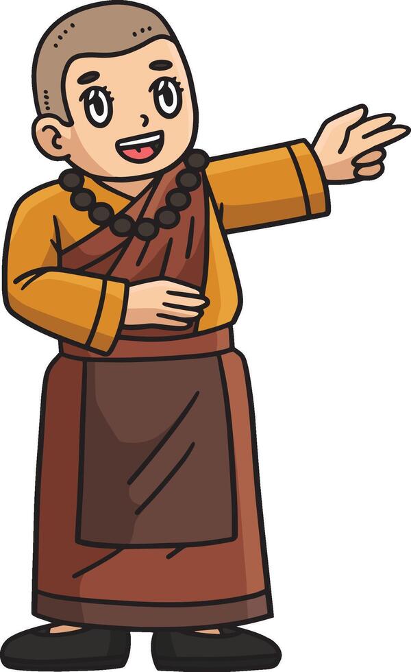 Buddhism Buddhist Female Monk Standing Clipart vector