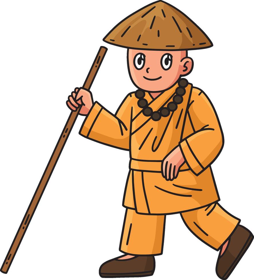 Buddhism Buddhist Pilgrim Cartoon Colored Clipart vector