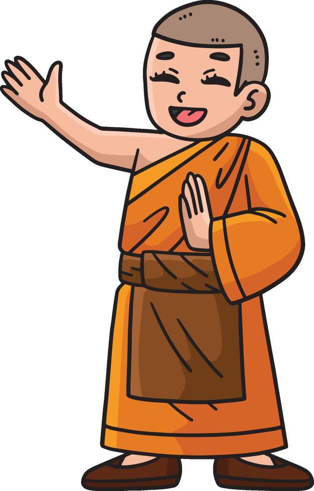 Buddhism Buddhist Monk Cartoon Colored Clipart vector