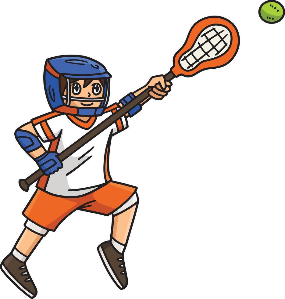Lacrosse Player Chasing Ball Cartoon Clipart vector
