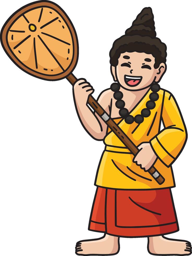 Buddhism Buddhist Buddha with Talipot Fan Clipart vector
