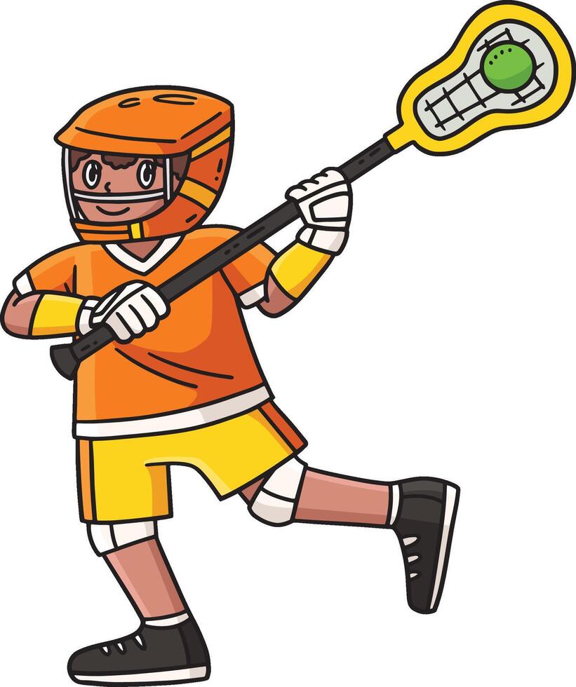 Lacrosse Player Passing Ball Cartoon Clipart vector