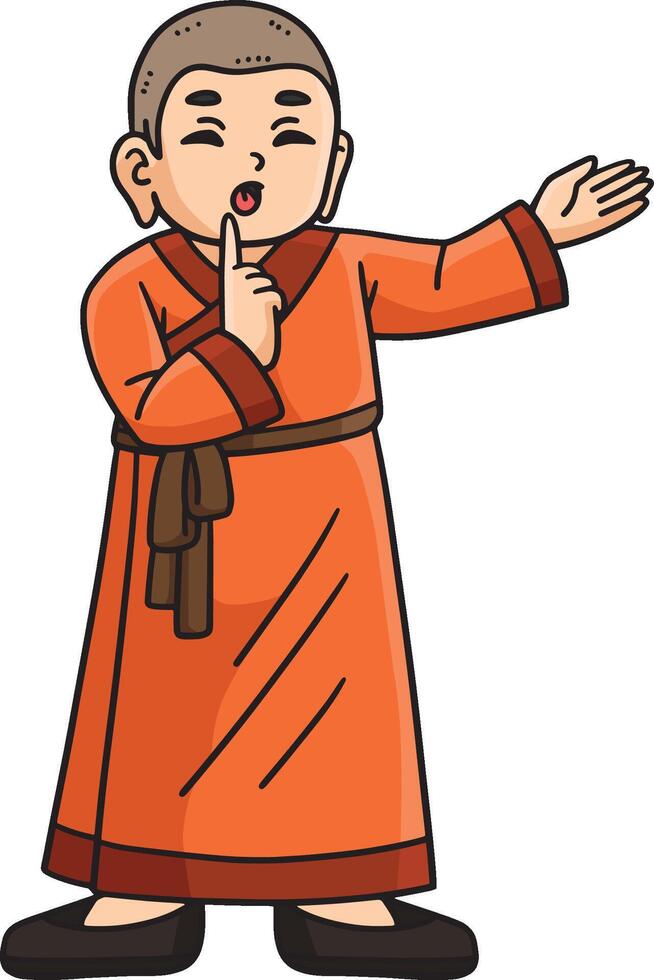 Buddhism Buddhist Monk doing a Quiet Sign Clipart vector