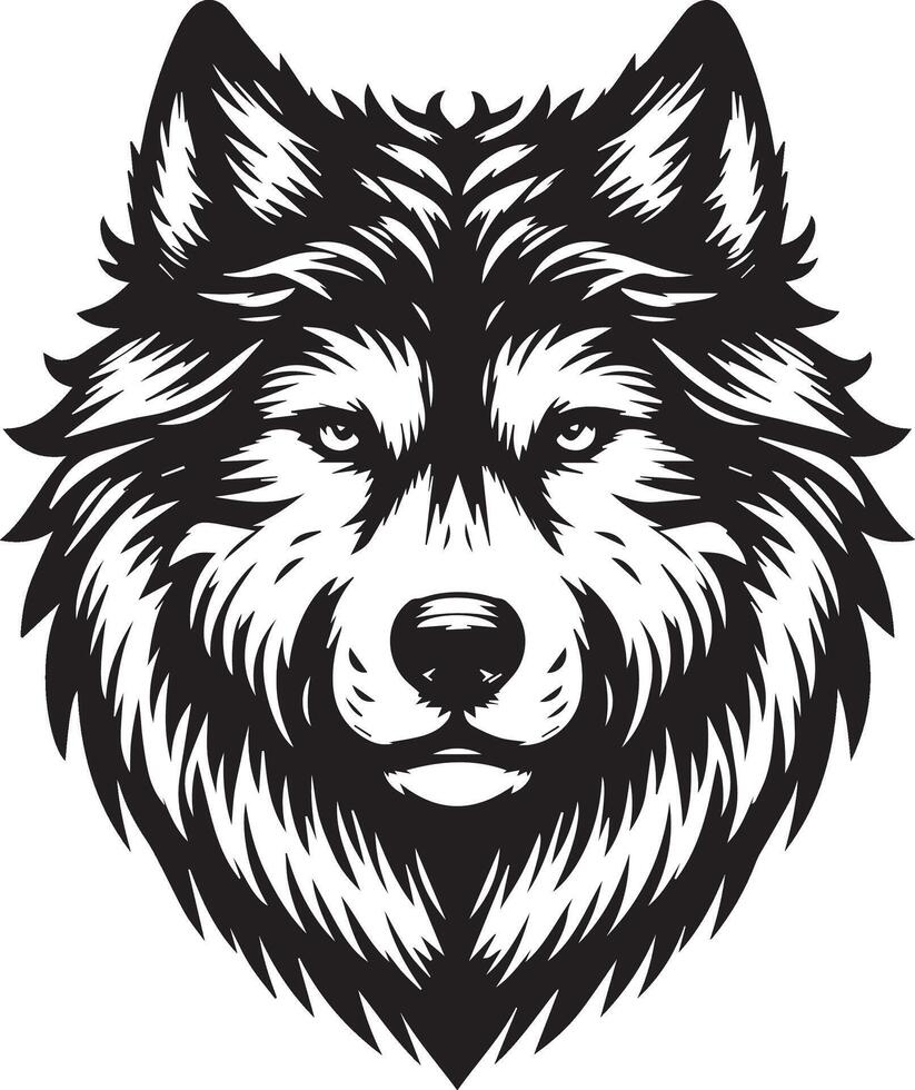 Silhouette of a Wolf Head on a White Background vector