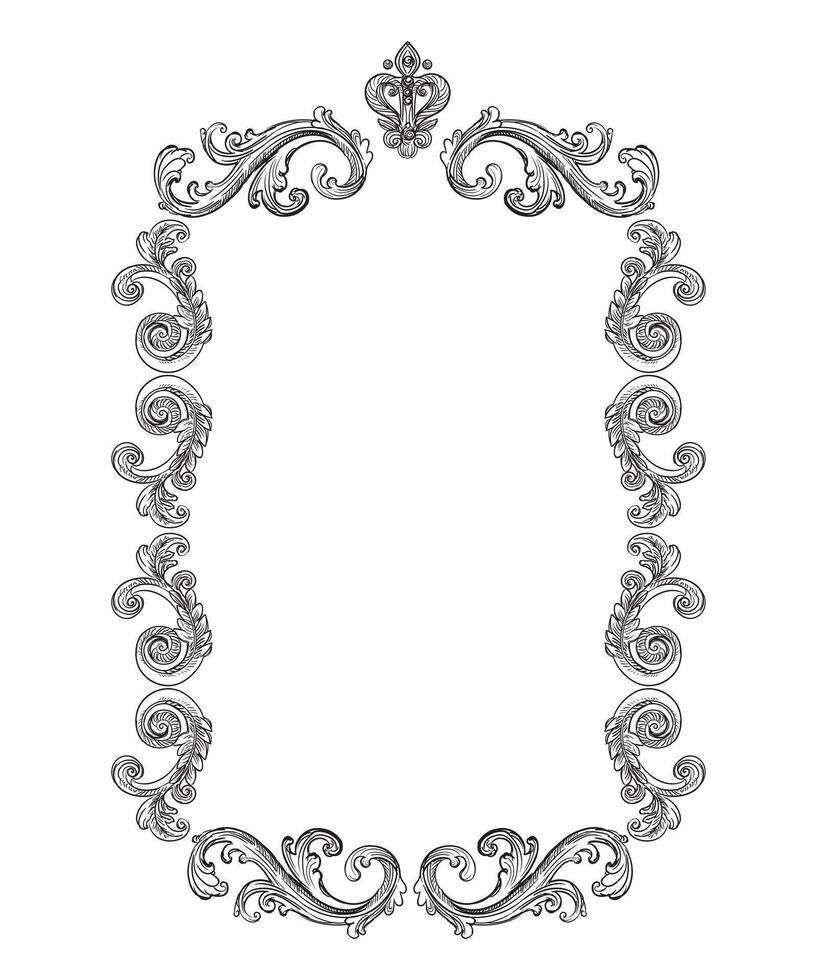 Baroque engraved vintage frame art isolated illustration vector